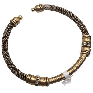 Alex And Ani Gold Tone Mesh Cuff Bracelet With Rhinestone Accents New With Tags